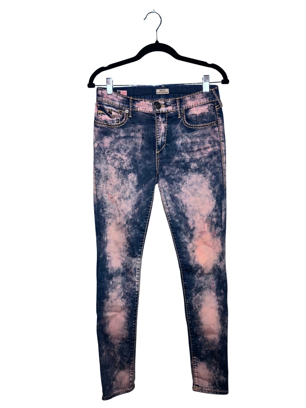 True Religion Pink Acid-Wash Skinny Jeans